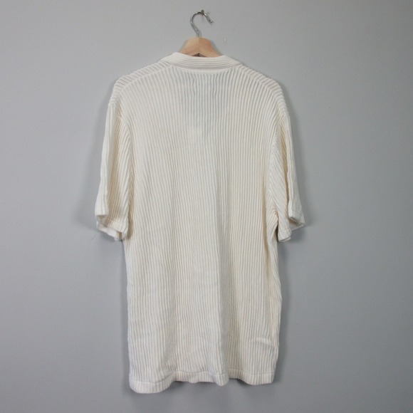 Abercrombie & Fitch Polo Shirt Men XL Ivory Knit Cotton Ribbed Knit NEW 516 - Picture 2 of 9